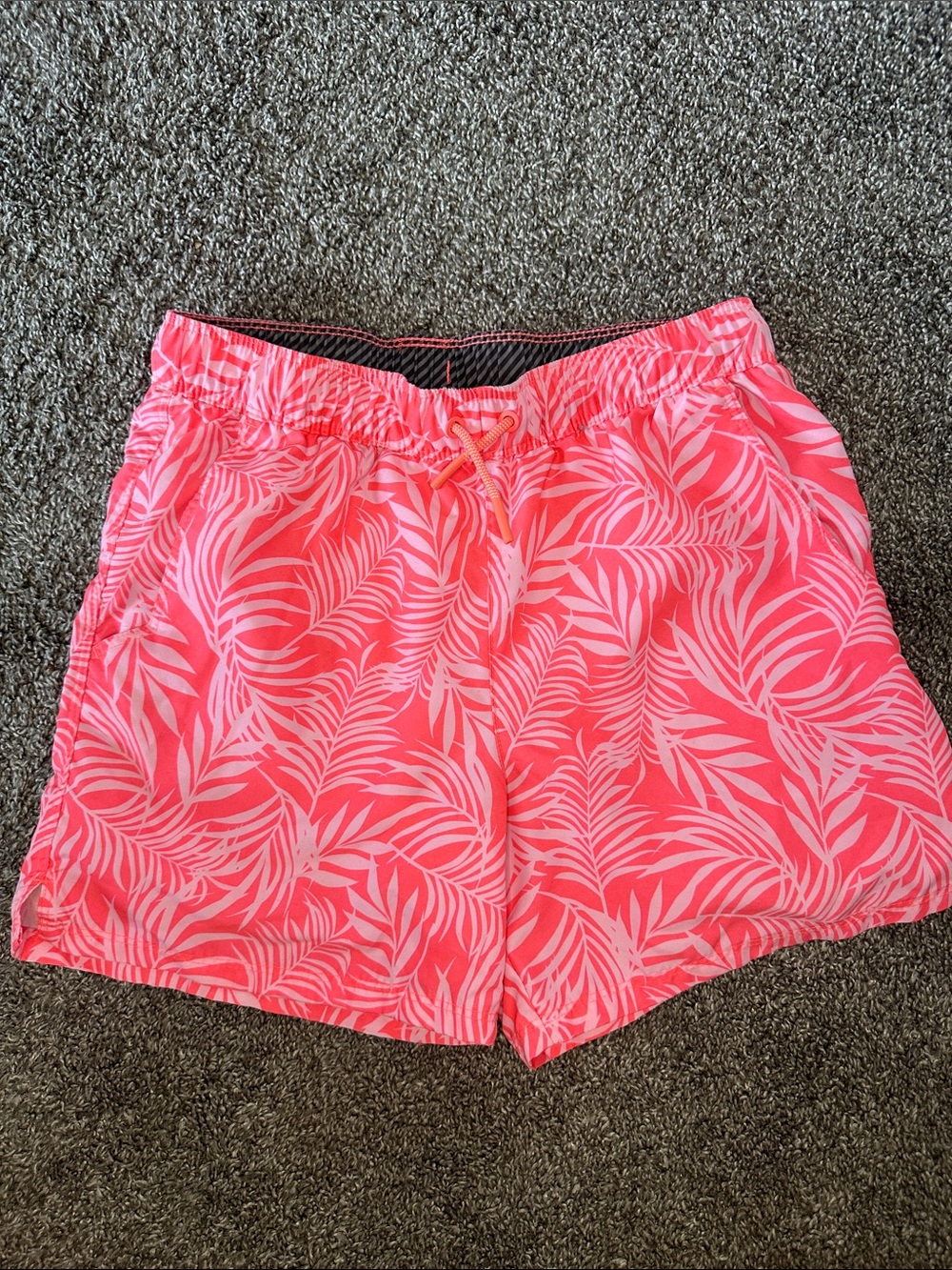 art class Pink Tropical Leaf Elastic Waist Shorts